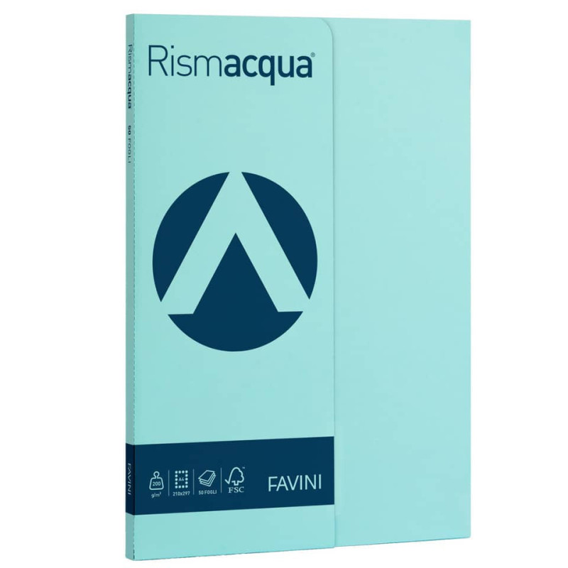 Carta Colorata Favini Rismacqua Colori Tenui 200 G/m² A4 Celeste 08 50 Fogli A69t544 8007057615449
