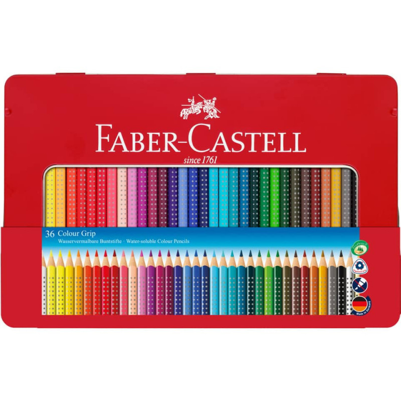 Faber-Castell Set Scuola: 6 Matite Grip HB E 12 Matite Colorate – Astuccio Di Cartone, Ideale Per Il Ritorno A Scuola