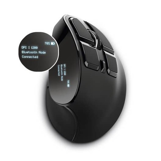 Mouse verticale ergonomico wireless Trust VOXX ricaricabile - ricevitore  USB A 2.0 con display - nero 23731