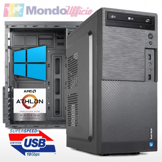 PC linea OFFICE AMD ATHLON 3000G 3,50 Ghz - Ram 8 GB DDR4 - SSD 250 GB - DVD - Windows 10/11 Professional